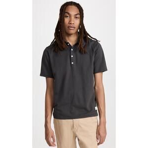 Rag & Bone Loopback Short Sleeve Logo-Appliquéd Cotton Jersey Polo Dark Grey XXL